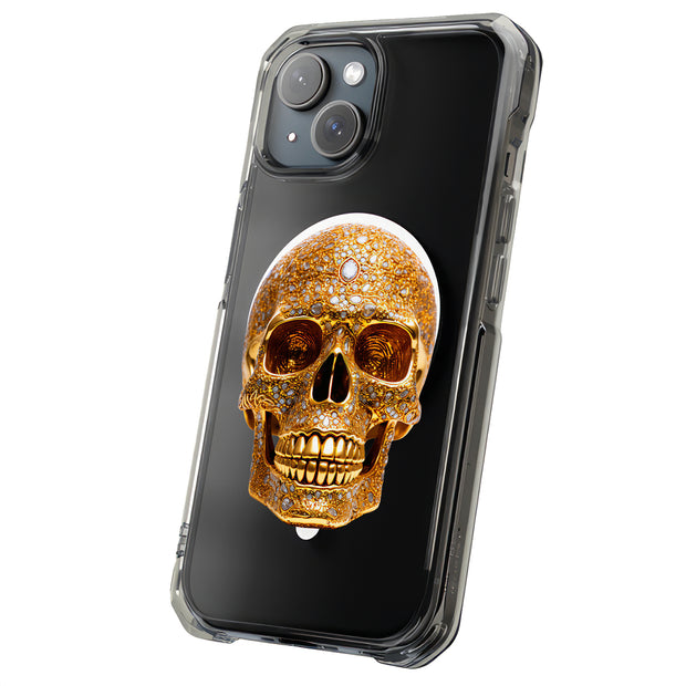 Gold Gems Skull Tough Cases For Apple iPhone (17, 16, 15, 14, 13, 12, 11, X, SE, 8, 7/ Air, Plus, Pro, Max, Mini, XR, XS), Print in USA