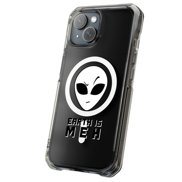 Earth Meh Alien Tough Cases For Apple iPhone (17, 16, 15, 14, 13, 12, 11, X, SE, 8, 7/ Air, Plus, Pro, Max, Mini, XR, XS), Print in USA