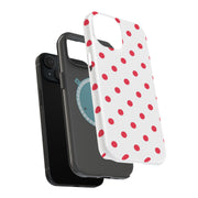 Dots White Tough Cases For Apple iPhone (17, 16, 15, 14, 13, 12, 11, X, SE, 8, 7/ Air, Plus, Pro, Max, Mini, XR, XS), Print in USA