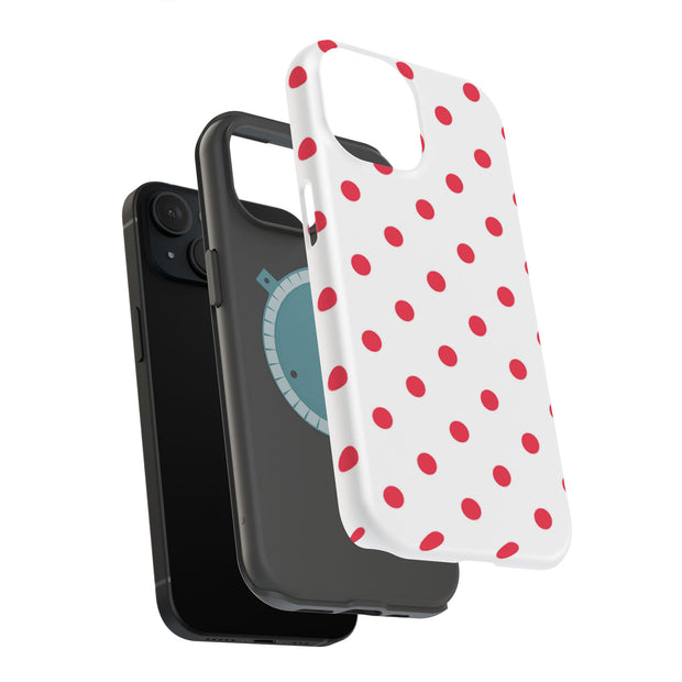 Dots White Tough Cases For Apple iPhone (17, 16, 15, 14, 13, 12, 11, X, SE, 8, 7/ Air, Plus, Pro, Max, Mini, XR, XS), Print in USA