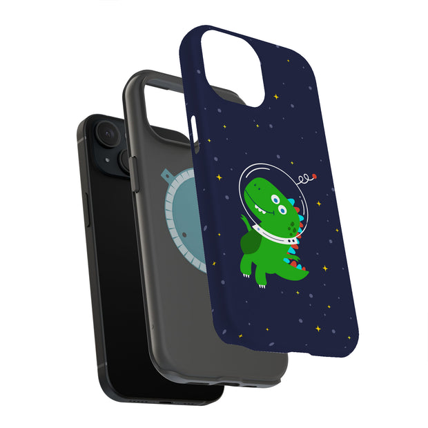 Dinosaur Space Tough Cases For Apple iPhone (17, 16, 15, 14, 13, 12, 11, X, SE, 8, 7/ Air, Plus, Pro, Max, Mini, XR, XS), Print in USA