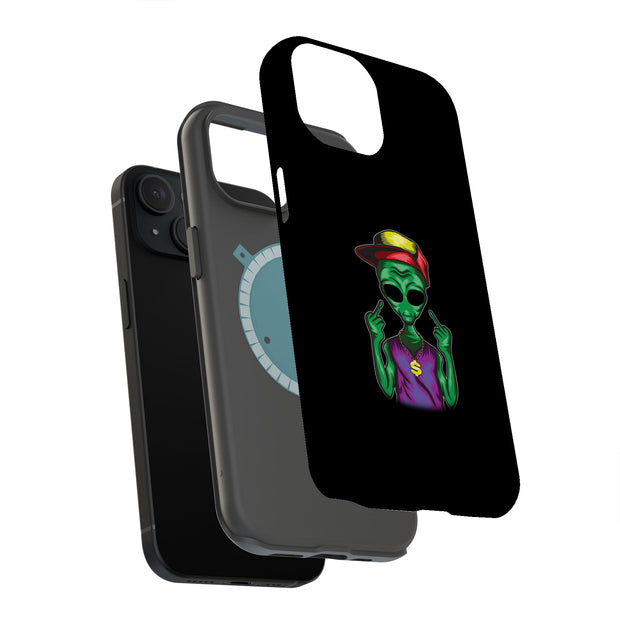 Finger Alien Tough Cases For Apple iPhone (17, 16, 15, 14, 13, 12, 11, X, SE, 8, 7/ Air, Plus, Pro, Max, Mini, XR, XS), Print in USA