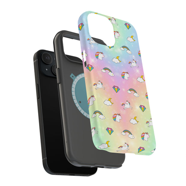 Rainbow Unicorn Tough Cases For Apple iPhone (17, 16, 15, 14, 13, 12, 11, X, SE, 8, 7/ Air, Plus, Pro, Max, Mini, XR, XS), Print in USA