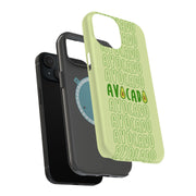 Avocado Text  Tough Cases For Apple iPhone (17, 16, 15, 14, 13, 12, 11, X, SE, 8, 7/ Air, Plus, Pro, Max, Mini, XR, XS), Print in USA