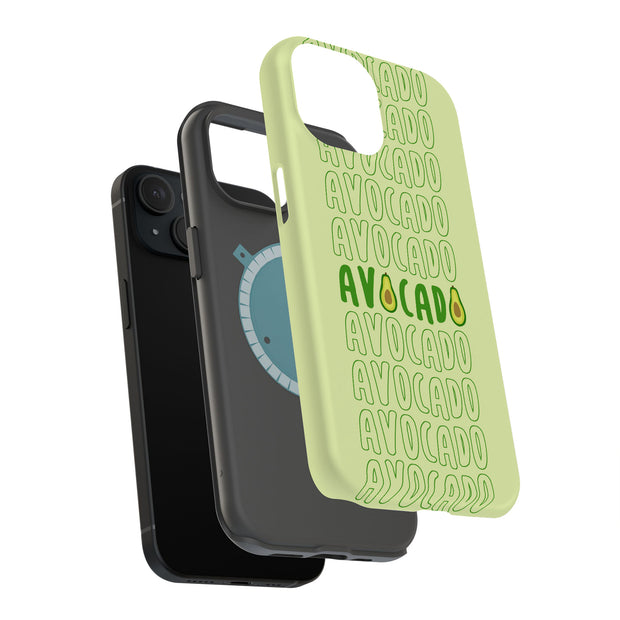 Avocado Text  Tough Cases For Apple iPhone (17, 16, 15, 14, 13, 12, 11, X, SE, 8, 7/ Air, Plus, Pro, Max, Mini, XR, XS), Print in USA