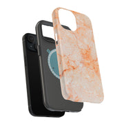 Orange Marble Tough Cases For Apple iPhone (17, 16, 15, 14, 13, 12, 11, X, SE, 8, 7/ Air, Plus, Pro, Max, Mini, XR, XS), Print in USA