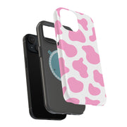 Cow Shape Pink Tough Cases For Apple iPhone (17, 16, 15, 14, 13, 12, 11, X, SE, 8, 7/ Air, Plus, Pro, Max, Mini, XR, XS), Print in USA