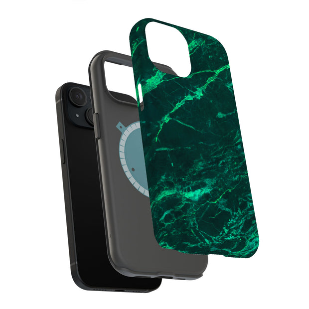 Green Marble 1 Tough Cases For Apple iPhone (17, 16, 15, 14, 13, 12, 11, X, SE, 8, 7/ Air, Plus, Pro, Max, Mini, XR, XS), Print in USA