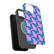 Blue Butterfly Tough Cases For Apple iPhone (17, 16, 15, 14, 13, 12, 11, X, SE, 8, 7/ Air, Plus, Pro, Max, Mini, XR, XS), Print in USA