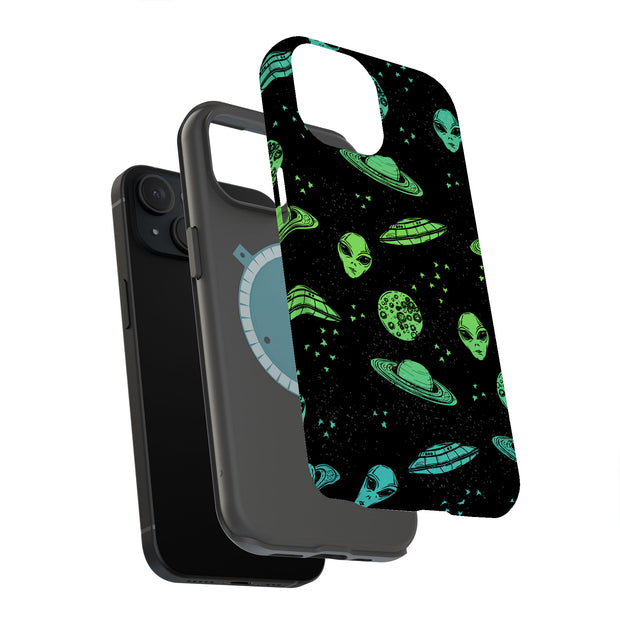 Space Alien Tough Cases For Apple iPhone (17, 16, 15, 14, 13, 12, 11, X, SE, 8, 7/ Air, Plus, Pro, Max, Mini, XR, XS), Print in USA