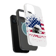 USA Flag Helmet Tough Cases For Apple iPhone (17, 16, 15, 14, 13, 12, 11, X, SE, 8, 7/ Air, Plus, Pro, Max, Mini, XR, XS), Print in USA
