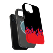 Red Flames Tough Cases For Apple iPhone (17, 16, 15, 14, 13, 12, 11, X, SE, 8, 7/ Air, Plus, Pro, Max, Mini, XR, XS), Print in USA