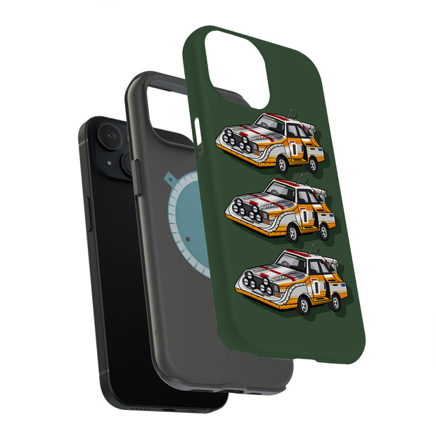 Rally Race Car Tough Cases For Apple iPhone (17, 16, 15, 14, 13, 12, 11, X, SE, 8, 7/ Air, Plus, Pro, Max, Mini, XR, XS), Print in USA
