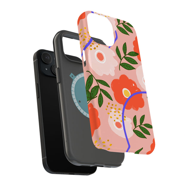 Flower Design Tough Cases For Apple iPhone (17, 16, 15, 14, 13, 12, 11, X, SE, 8, 7/ Air, Plus, Pro, Max, Mini, XR, XS), Print in USA