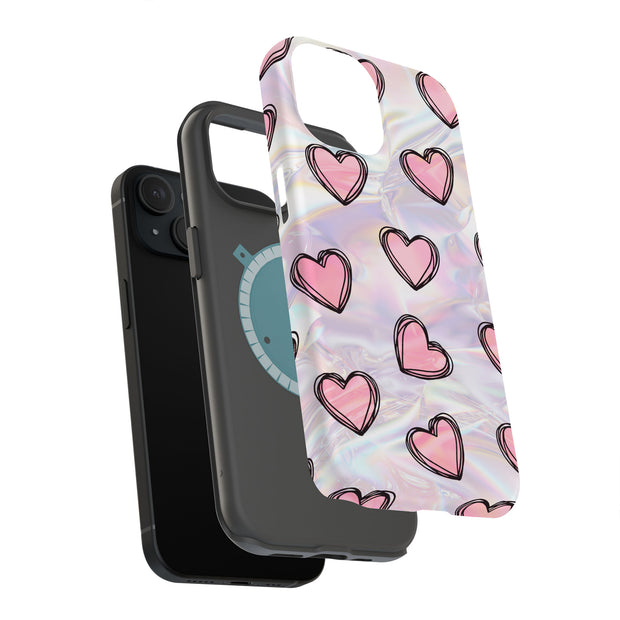 Girly Hearts Tough Cases For Apple iPhone (17, 16, 15, 14, 13, 12, 11, X, SE, 8, 7/ Air, Plus, Pro, Max, Mini, XR, XS), Print in USA