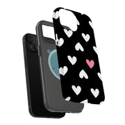 Pink Hearts Tough Cases For Apple iPhone (17, 16, 15, 14, 13, 12, 11, X, SE, 8, 7/ Air, Plus, Pro, Max, Mini, XR, XS), Print in USA