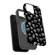 White Hearts Tough Cases For Apple iPhone (17, 16, 15, 14, 13, 12, 11, X, SE, 8, 7/ Air, Plus, Pro, Max, Mini, XR, XS), Print in USA