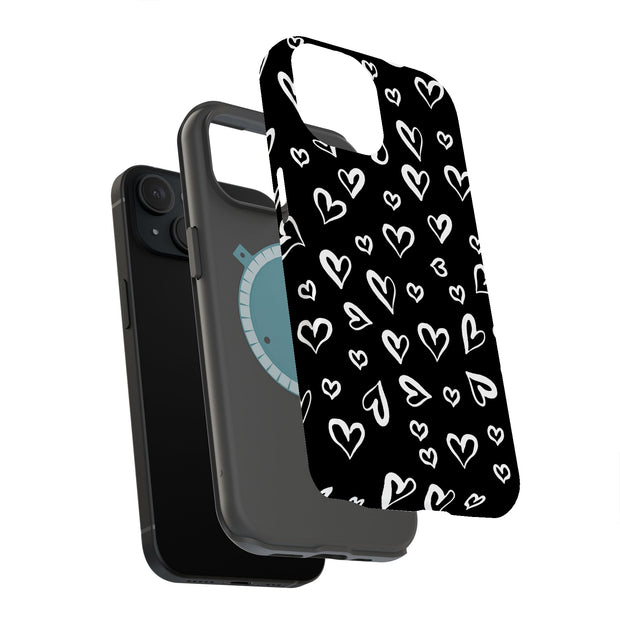 White Hearts Tough Cases For Apple iPhone (17, 16, 15, 14, 13, 12, 11, X, SE, 8, 7/ Air, Plus, Pro, Max, Mini, XR, XS), Print in USA