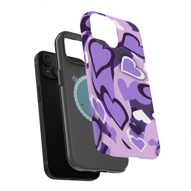 Purple Love Tough Cases For Apple iPhone (17, 16, 15, 14, 13, 12, 11, X, SE, 8, 7/ Air, Plus, Pro, Max, Mini, XR, XS), Print in USA