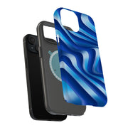 Blue Wavy 1 Tough Cases For Apple iPhone (17, 16, 15, 14, 13, 12, 11, X, SE, 8, 7/ Air, Plus, Pro, Max, Mini, XR, XS), Print in USA