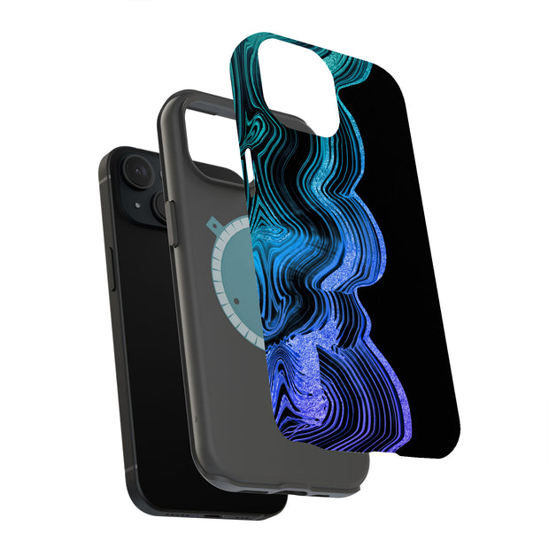 Blue Wavy 5 Tough Cases For Apple iPhone (17, 16, 15, 14, 13, 12, 11, X, SE, 8, 7/ Air, Plus, Pro, Max, Mini, XR, XS), Print in USA