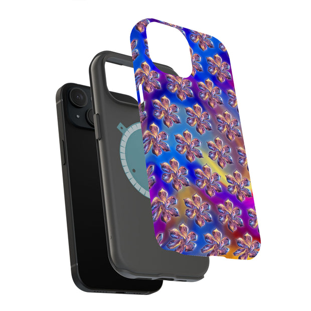 Silver Flowers Tough Cases For Apple iPhone (17, 16, 15, 14, 13, 12, 11, X, SE, 8, 7/ Air, Plus, Pro, Max, Mini, XR, XS), Print in USA