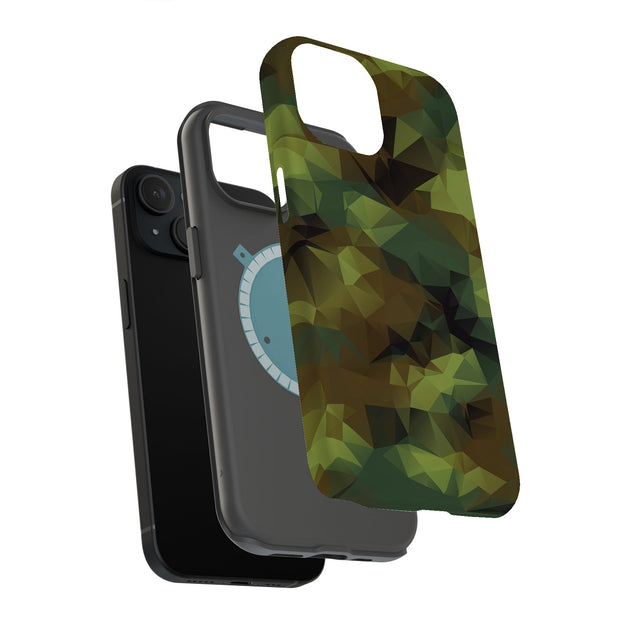 Camo Triangular Tough Cases For Apple iPhone (17, 16, 15, 14, 13, 12, 11, X, SE, 8, 7/ Air, Plus, Pro, Max, Mini, XR, XS), Print in USA