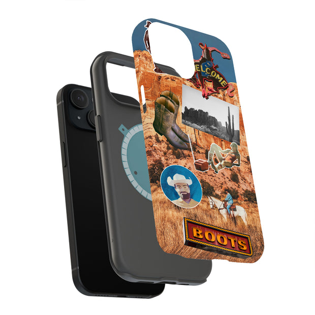 Cowboy Collage Tough Cases For Apple iPhone (17, 16, 15, 14, 13, 12, 11, X, SE, 8, 7/ Air, Plus, Pro, Max, Mini, XR, XS), Print in USA