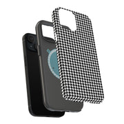 Black Gingham Tough Cases For Apple iPhone (17, 16, 15, 14, 13, 12, 11, X, SE, 8, 7/ Air, Plus, Pro, Max, Mini, XR, XS), Print in USA