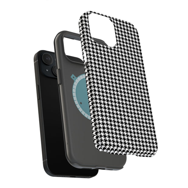 Black Gingham Tough Cases For Apple iPhone (17, 16, 15, 14, 13, 12, 11, X, SE, 8, 7/ Air, Plus, Pro, Max, Mini, XR, XS), Print in USA