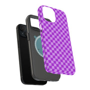Purple Gingham Tough Cases For Apple iPhone (17, 16, 15, 14, 13, 12, 11, X, SE, 8, 7/ Air, Plus, Pro, Max, Mini, XR, XS), Print in USA