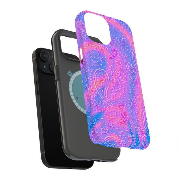 Pink Bandana Tough Cases For Apple iPhone (17, 16, 15, 14, 13, 12, 11, X, SE, 8, 7/ Air, Plus, Pro, Max, Mini, XR, XS), Print in USA