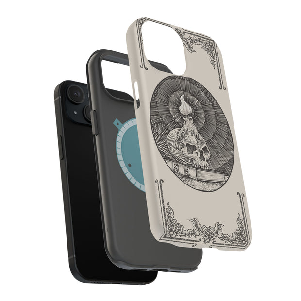 Skull Art Black Tough Cases For Apple iPhone (17, 16, 15, 14, 13, 12, 11, X, SE, 8, 7/ Air, Plus, Pro, Max, Mini, XR, XS), Print in USA
