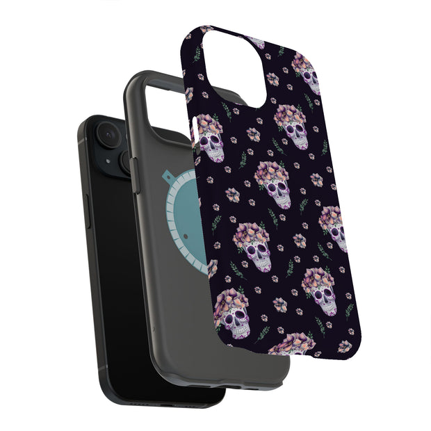 Skull Floral 1 Tough Cases For Apple iPhone (17, 16, 15, 14, 13, 12, 11, X, SE, 8, 7/ Air, Plus, Pro, Max, Mini, XR, XS), Print in USA