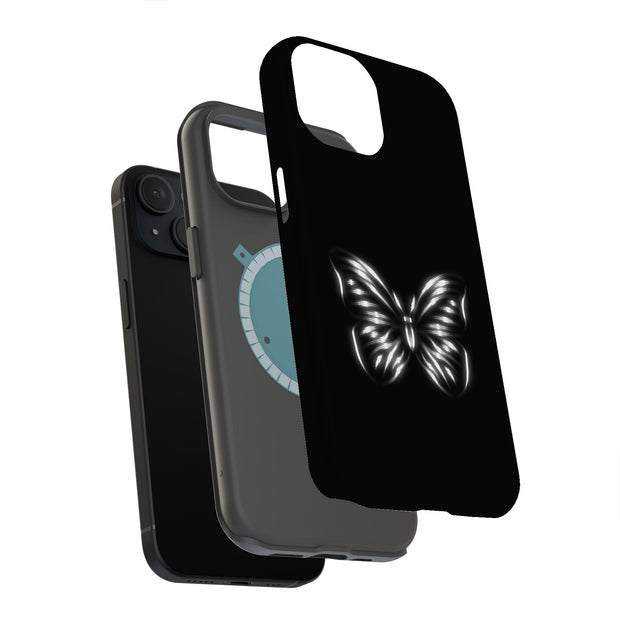 B/W Butterfly Tough Cases For Apple iPhone (17, 16, 15, 14, 13, 12, 11, X, SE, 8, 7/ Air, Plus, Pro, Max, Mini, XR, XS), Print in USA