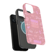 Girls Pink Tough Cases For Apple iPhone (17, 16, 15, 14, 13, 12, 11, X, SE, 8, 7/ Air, Plus, Pro, Max, Mini, XR, XS), Print in USA