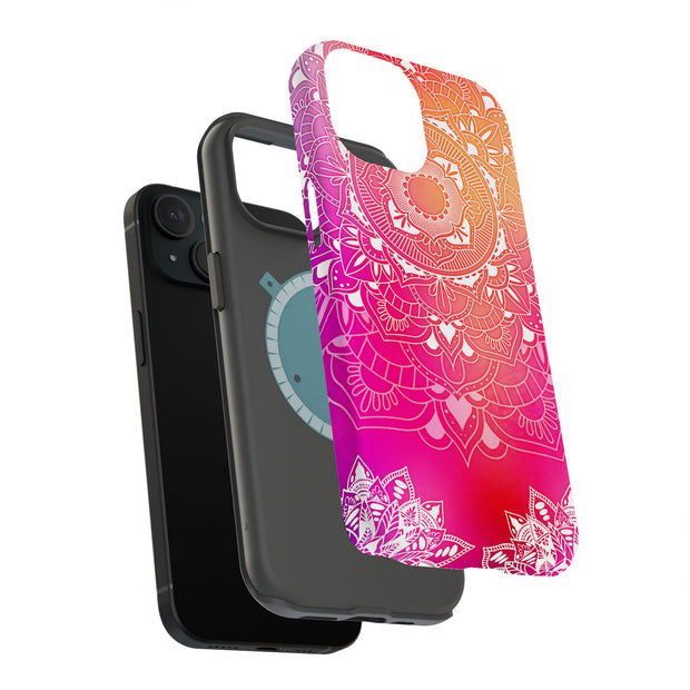 Pink Mandala Tough Cases For Apple iPhone (17, 16, 15, 14, 13, 12, 11, X, SE, 8, 7/ Air, Plus, Pro, Max, Mini, XR, XS), Print in USA
