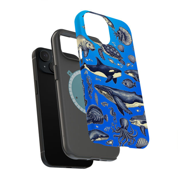 Sea Animals Tough Cases For Apple iPhone (17, 16, 15, 14, 13, 12, 11, X, SE, 8, 7/ Air, Plus, Pro, Max, Mini, XR, XS), Print in USA