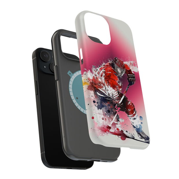 Hockey Painting Tough Cases For Apple iPhone (17, 16, 15, 14, 13, 12, 11, X, SE, 8, 7/ Air, Plus, Pro, Max, Mini, XR, XS), Print in USA