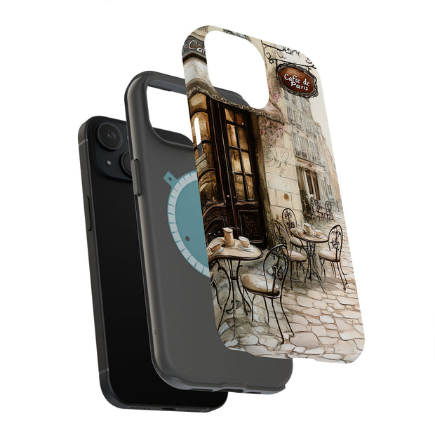 Parisian Café 1 Tough Cases For Apple iPhone (17, 16, 15, 14, 13, 12, 11, X, SE, 8, 7/ Air, Plus, Pro, Max, Mini, XR, XS), Print in USA