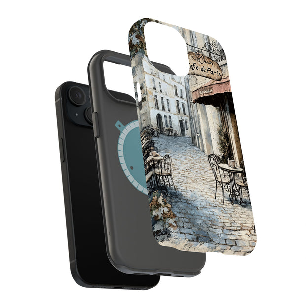 Parisian Café 2 Tough Cases For Apple iPhone (17, 16, 15, 14, 13, 12, 11, X, SE, 8, 7/ Air, Plus, Pro, Max, Mini, XR, XS), Print in USA