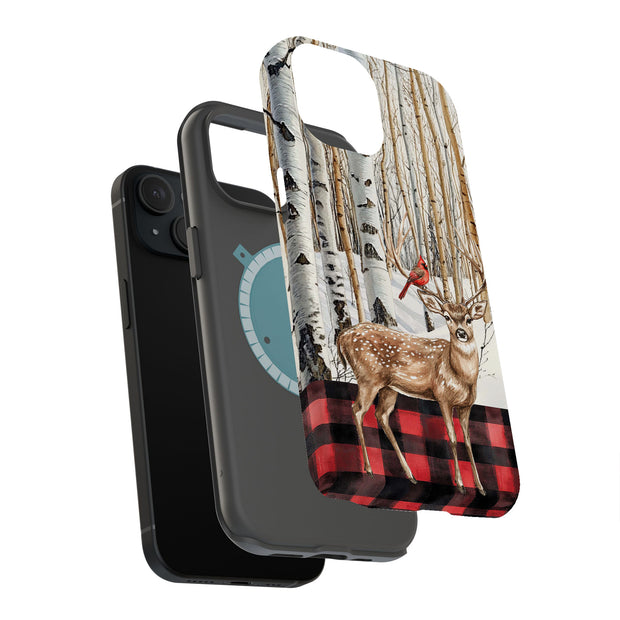 Winter Snow Deer 1 Tough Cases For Apple iPhone (17, 16, 15, 14, 13, 12, 11, X, SE, 8, 7/ Air, Plus, Pro, Max, Mini, XR, XS), Print in USA