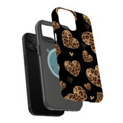 Leopard Hearts Tough Cases For Apple iPhone (17, 16, 15, 14, 13, 12, 11, X, SE, 8, 7/ Air, Plus, Pro, Max, Mini, XR, XS), Print in USA