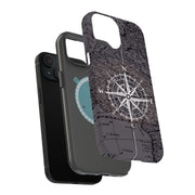 Map Compass Tough Cases For Apple iPhone (17, 16, 15, 14, 13, 12, 11, X, SE, 8, 7/ Air, Plus, Pro, Max, Mini, XR, XS), Print in USA