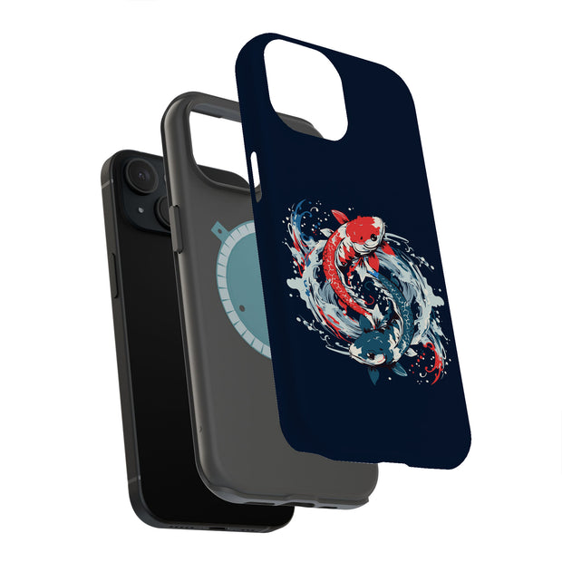 Yin Yang Koi Tough Cases For Apple iPhone (17, 16, 15, 14, 13, 12, 11, X, SE, 8, 7/ Air, Plus, Pro, Max, Mini, XR, XS), Print in USA