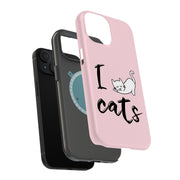 I Love Cats Tough Cases For Apple iPhone (17, 16, 15, 14, 13, 12, 11, X, SE, 8, 7/ Air, Plus, Pro, Max, Mini, XR, XS), Print in USA