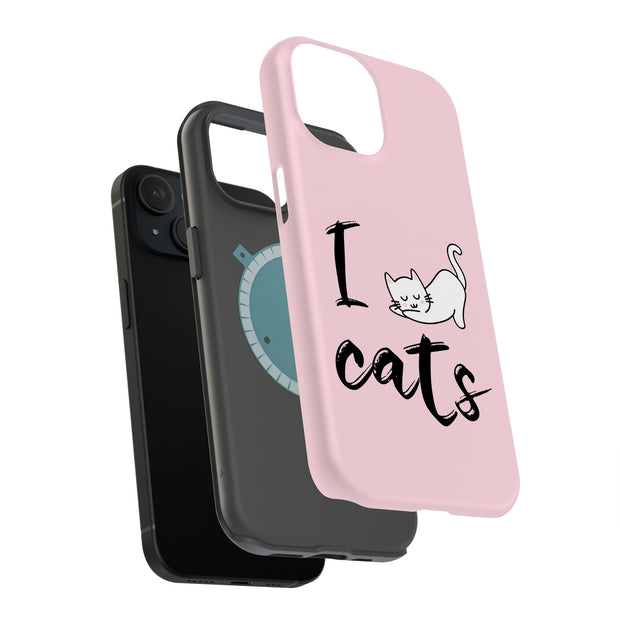 I Love Cats Tough Cases For Apple iPhone (17, 16, 15, 14, 13, 12, 11, X, SE, 8, 7/ Air, Plus, Pro, Max, Mini, XR, XS), Print in USA