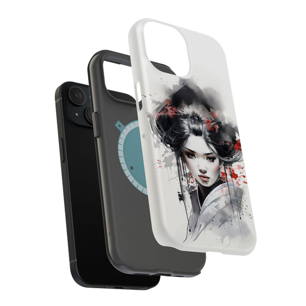 Japan Geisha Tough Cases For Apple iPhone (17, 16, 15, 14, 13, 12, 11, X, SE, 8, 7/ Air, Plus, Pro, Max, Mini, XR, XS), Print in USA