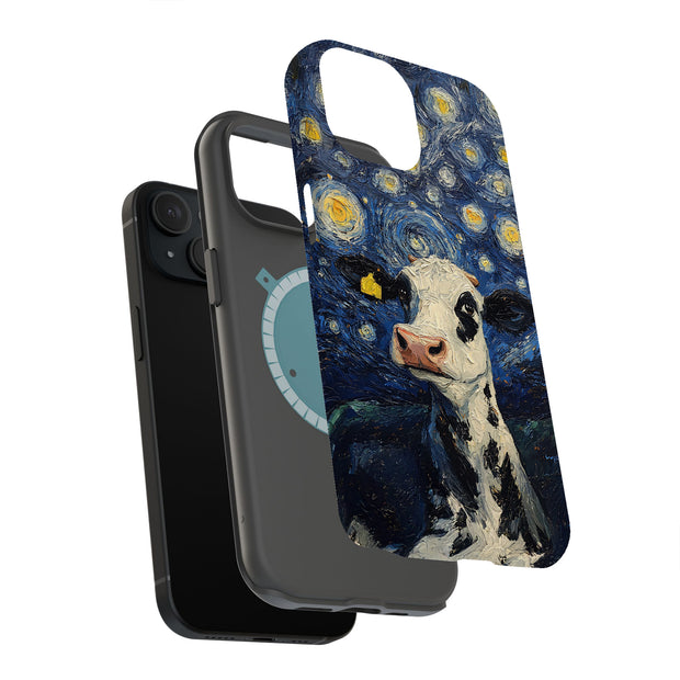 Cow Night 2 Tough Cases For Apple iPhone (17, 16, 15, 14, 13, 12, 11, X, SE, 8, 7/ Air, Plus, Pro, Max, Mini, XR, XS), Print in USA