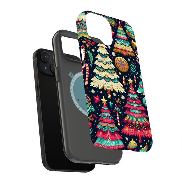 Xmas Trees Tough Cases For Apple iPhone (17, 16, 15, 14, 13, 12, 11, X, SE, 8, 7/ Air, Plus, Pro, Max, Mini, XR, XS), Print in USA